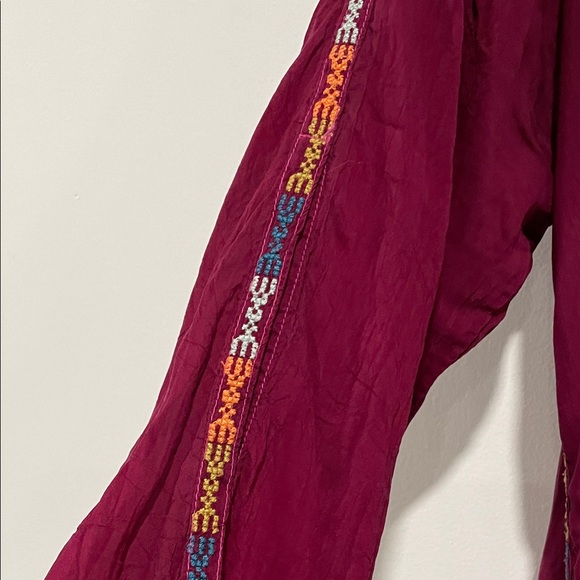 Johnny Was Burgundy Floral Embroidered Tunic - Picture 4 of 9